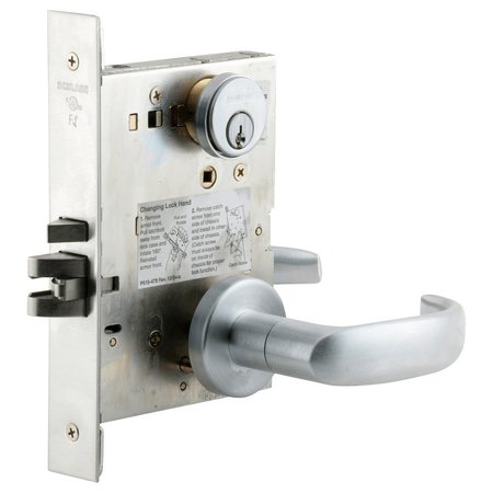 SCHLAGE Electrified Mortise Lock, Fail Secure, Standard Cylinder, 12/24VDC, RX Switch, Satin Chrome L9092EUP 17A 626 RX
